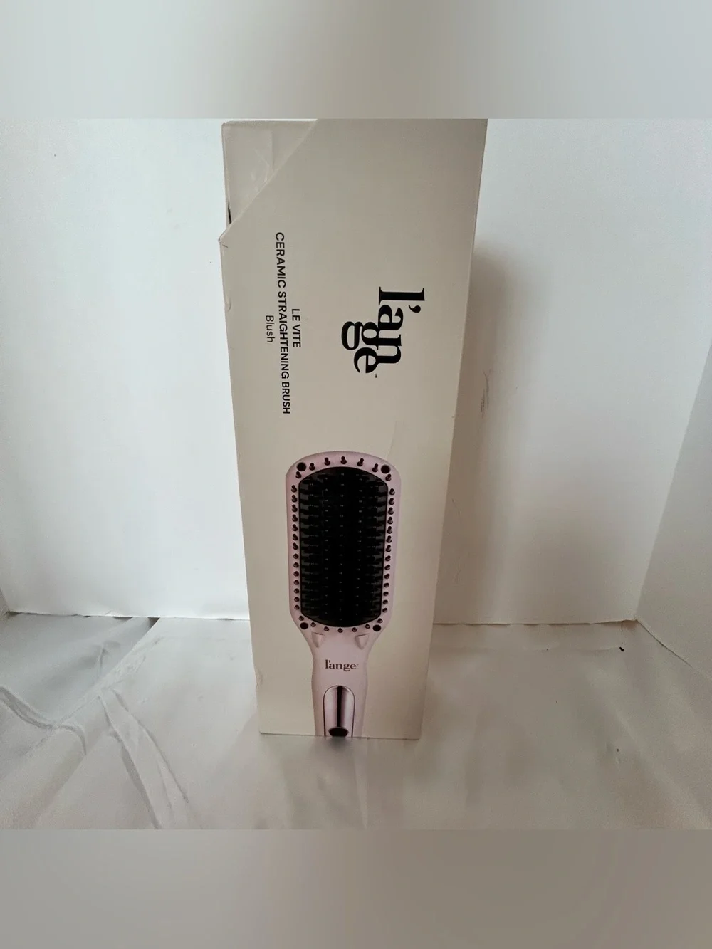 L'ange Hair Le Vite Ceramic Straightening Brush - Blush Pink Open Box Never Used